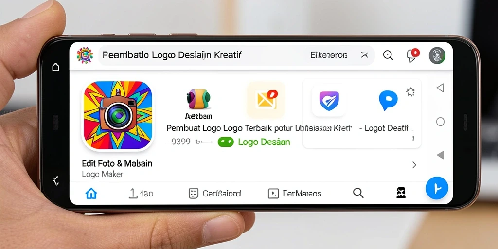 Antarmuka user-friendly aplikasi Pembuat Logo 9399 yang menarik.
