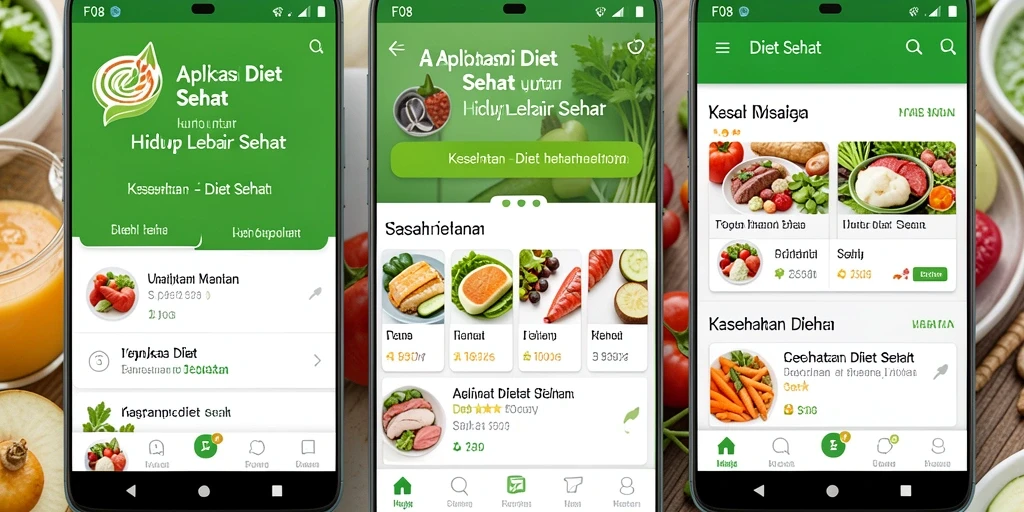 Antarmuka F08 yang intuitif dengan fitur diet sehat yang lengkap.