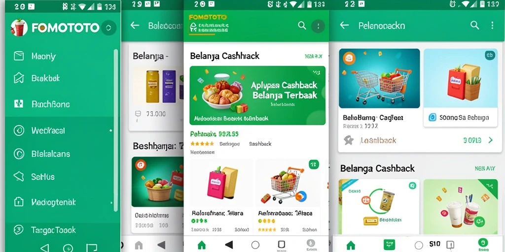 Tampilan antarmuka FOMOTOTO dengan fitur Cashback intuitif.