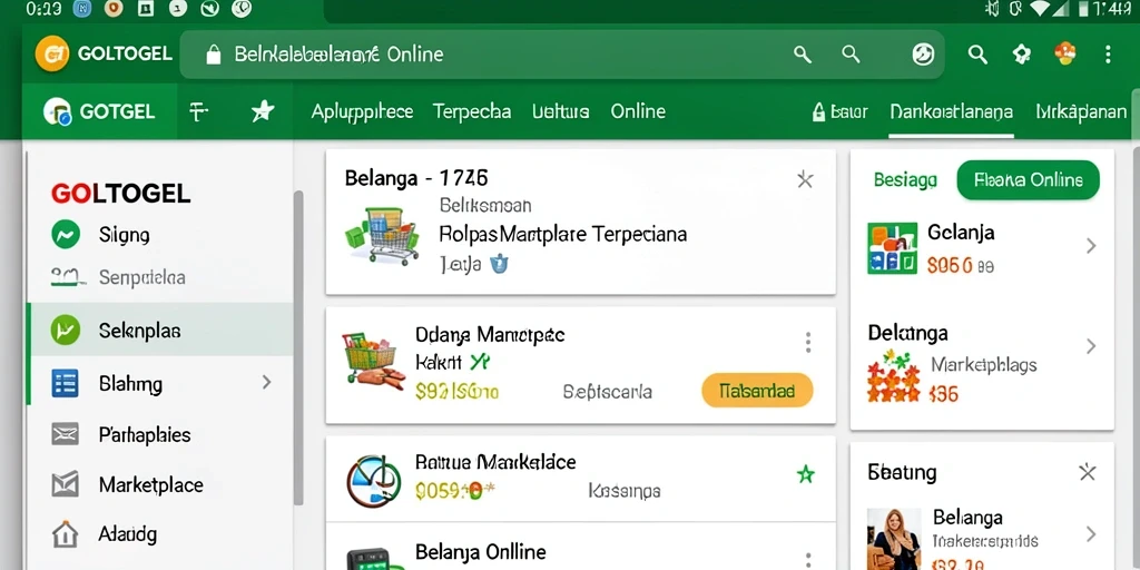 Tampilan antarmuka aplikasi GOLTOGEL dengan berbagai pilihan produk.