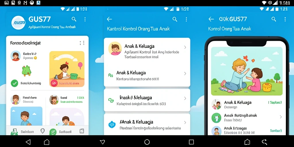 Antarmuka aplikasi GUS77 untuk kontrol orang tua yang intuitif.