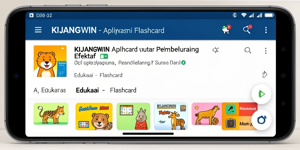 Tampilan antarmuka aplikasi Flashcard KIJANGWIN yang interaktif.