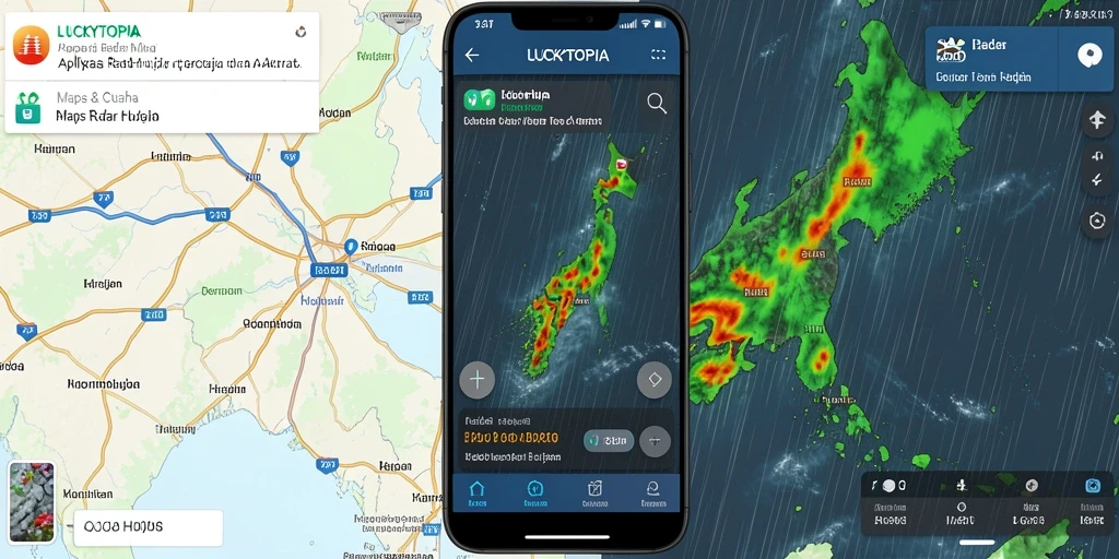 Antarmuka aplikasi Radar Hujan LUCKYTOPIA yang informatif dan interaktif.