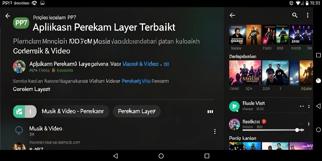 Tangkapan layar antarmuka aplikasi PP7 dengan fitur perekaman layar.