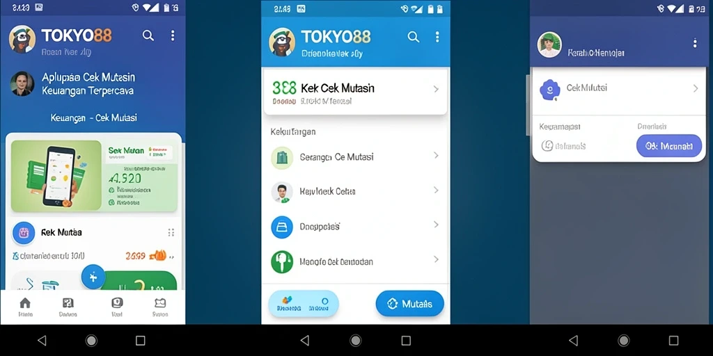 Tampilan antarmuka aplikasi TOKYO88 dengan fitur Cek Mutasi.