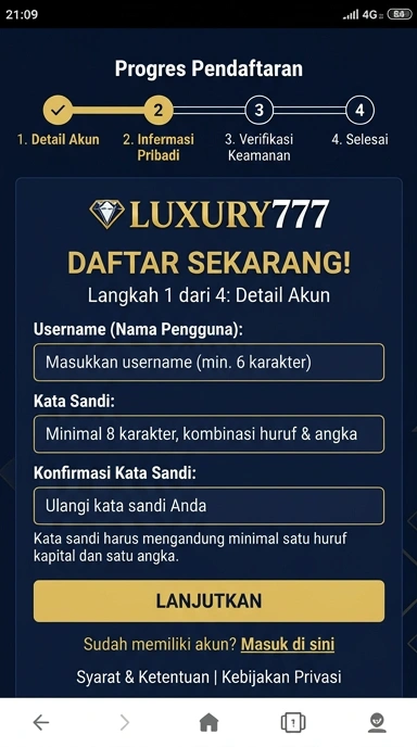 Cara Mudah Buat Akun Luxury777 di Android